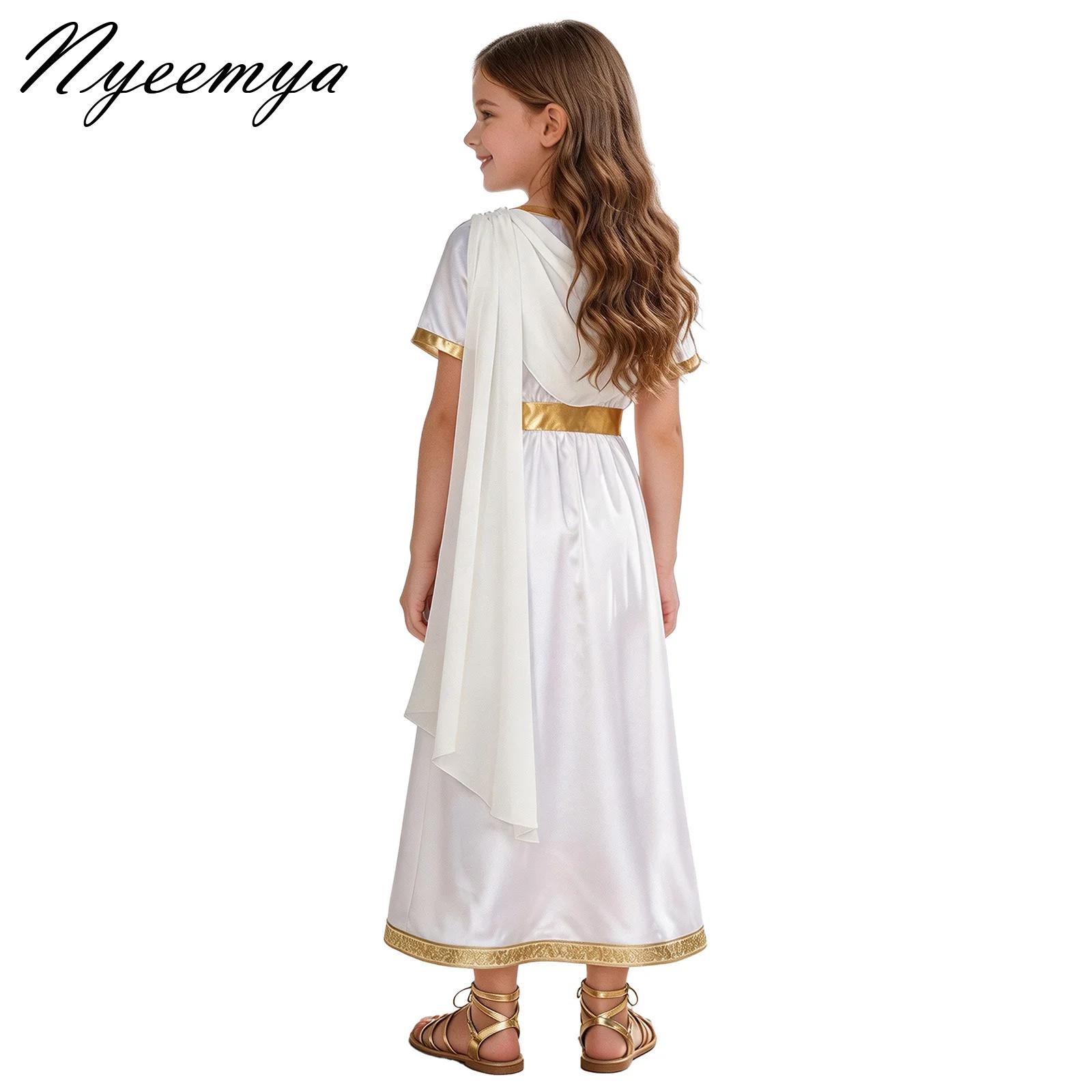 Dresses - 古代ギリシャ風のプリンセスドレス。ドレープが施された、ゆったりとしたチュールのショール、トーガ、サテンのローブ。ハロウィーンの仮装にぴったりの女神コスチューム。
