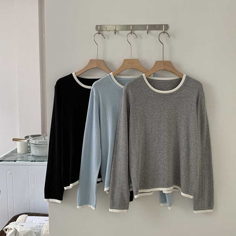 Blouses - 100%コットン製 レディース Oネック カラーブロック 長袖シャツ プラスサイズ