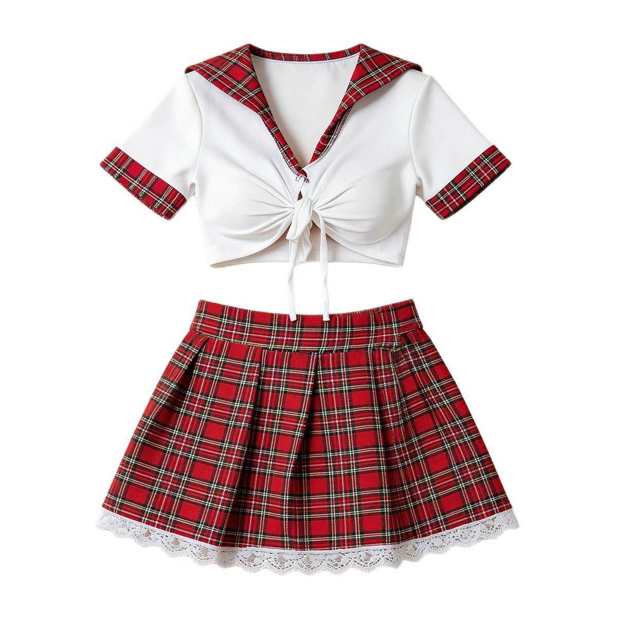 Lingerie - 赤いセクシーなランジェリー女性ポルノ下着セクシーなドレス学生コスプレ制服女性ランジェリーエロ下着ベビードール衣装
