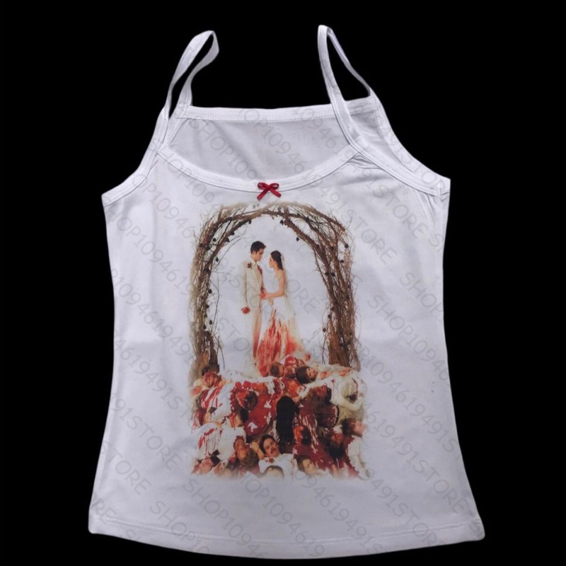 Y2K Graphic Baby Tee Crop - アニメグラフィックキャミソールグランジクロップトップスヴィンテージゴシック女性用コルセットタンクトップベイビーTシャツエモガールズ2000年代Y2Kスタイル服