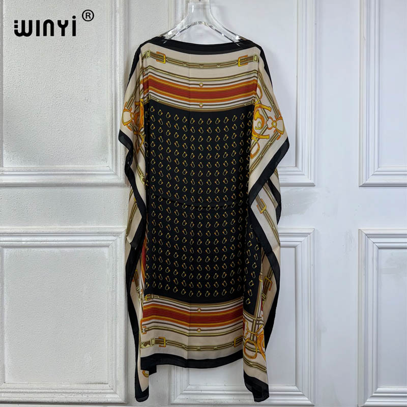 Boho Summer Beach Maxi Dress - WINYI サマードレス セクシーなアフリカ女性用フリーサイズドレス ボヘミアンプリント ビーチウェア パーティードレス