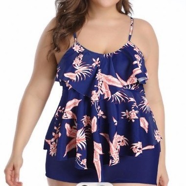 タンキニ女性用ビキニ花柄プリントプラスサイズビキニハイウエス - Tops のレビューと価格