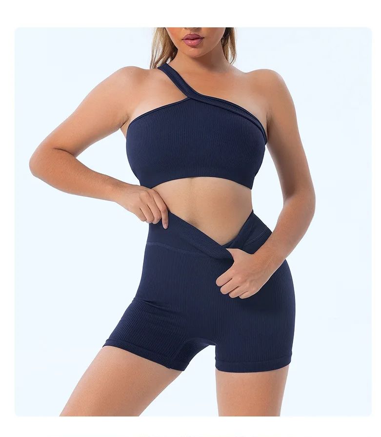 女性用ワンショルダーリブ編みスポーツブラ、セクシーなアシンメ - Seamless Ribbed Workout Tank Top のレビューと価格