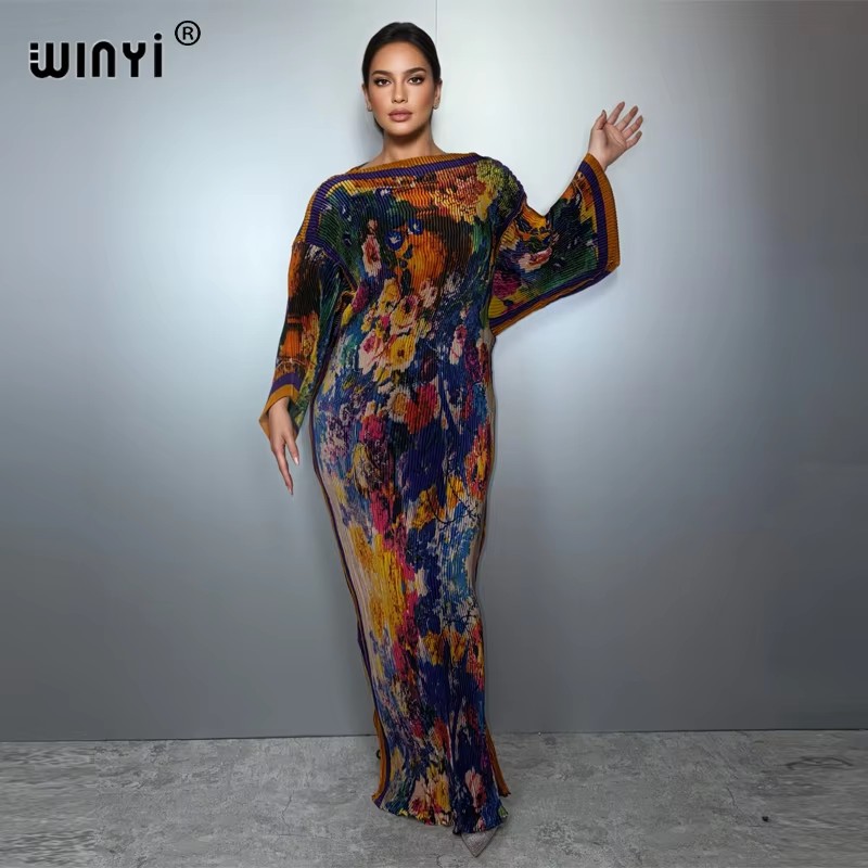 WINYI サマー プリーツ エラスティック ルーズドレス  - Boho Summer Beach Maxi Dress のレビューと価格