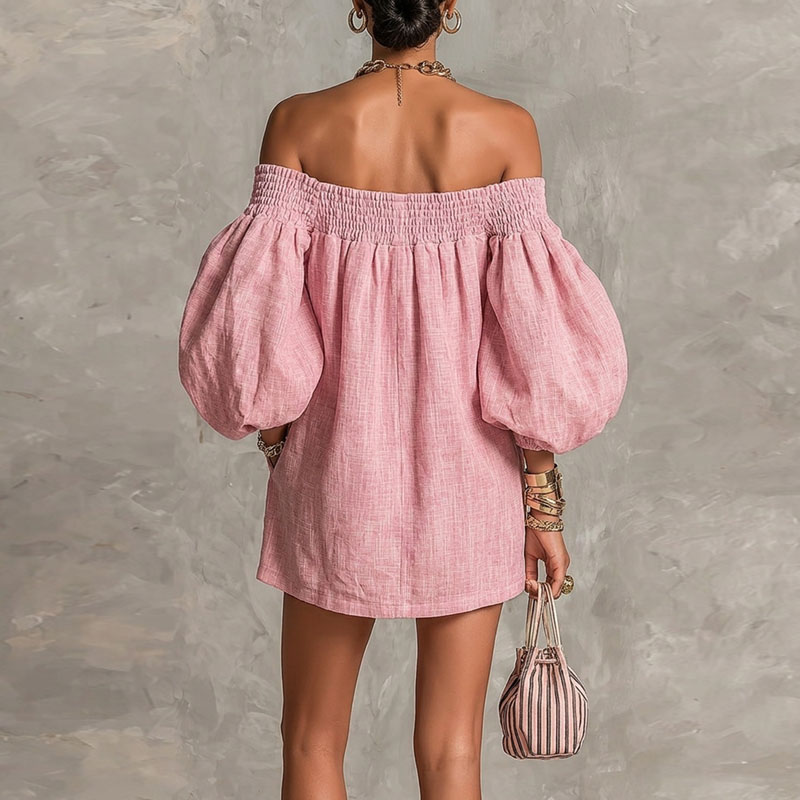2026 夏新オフショルダーパフスリーブミニドレスレディース - Off Shoulder Puff Sleeve Sundress のレビューと価格