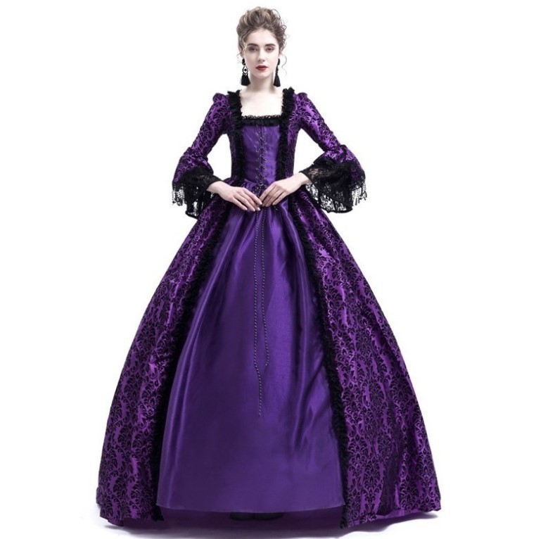 パッチワーク柄のフレア袖が特徴のロングドレス。文学的な雰囲気 - Dresses のレビューと価格