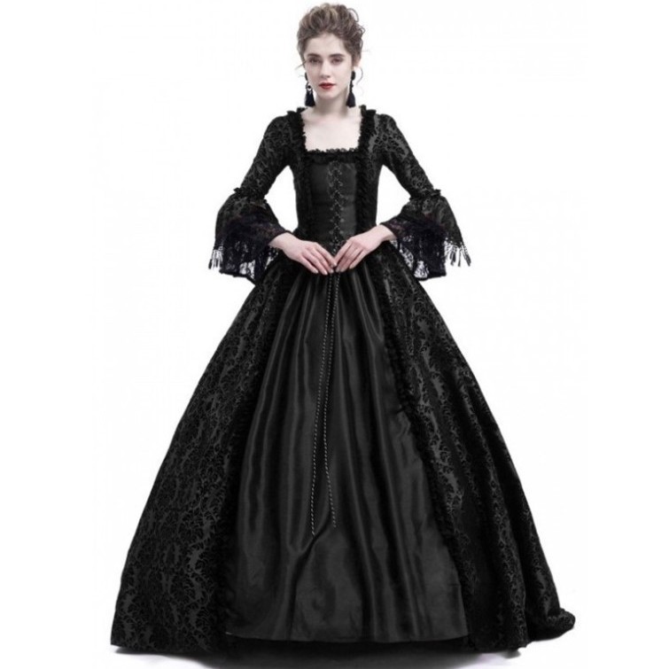 パッチワーク柄のフレア袖が特徴のロングドレス。文学的な雰囲気 - Dresses のレビューと価格