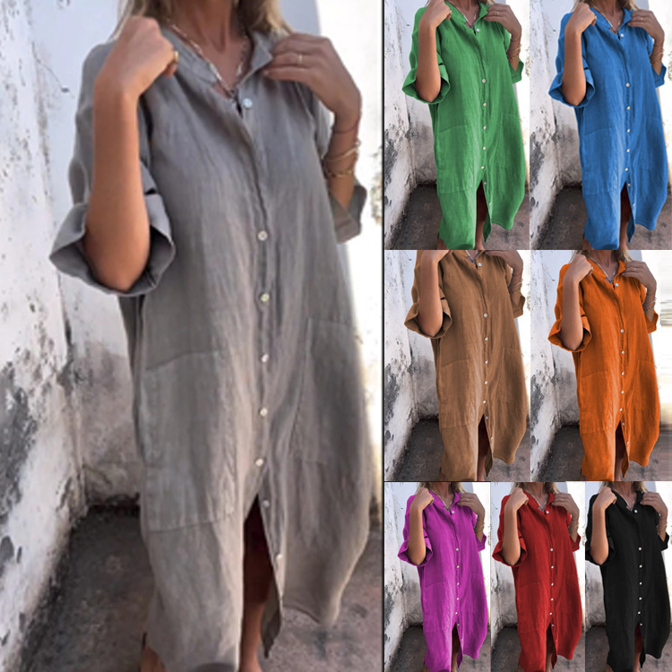 2026年レディースオールドマネーシャツワンピース、ゆったり - Casual Loose Linen Shirt Dress のレビューと価格