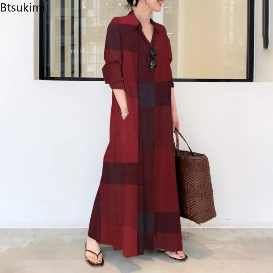 ファッション新作シャツワンピース レディース 快適コットンリ - Casual Loose Linen Shirt Dress のレビューと価格