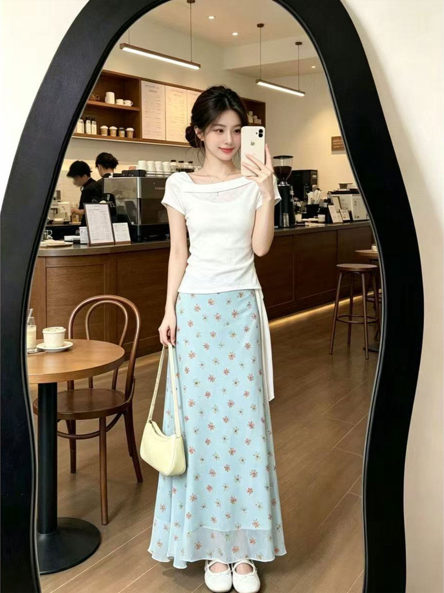 韓国デザインAラインフィッシュテールドレス レディースサマー - Korean Style A Line Shirt Dress のレビューと価格