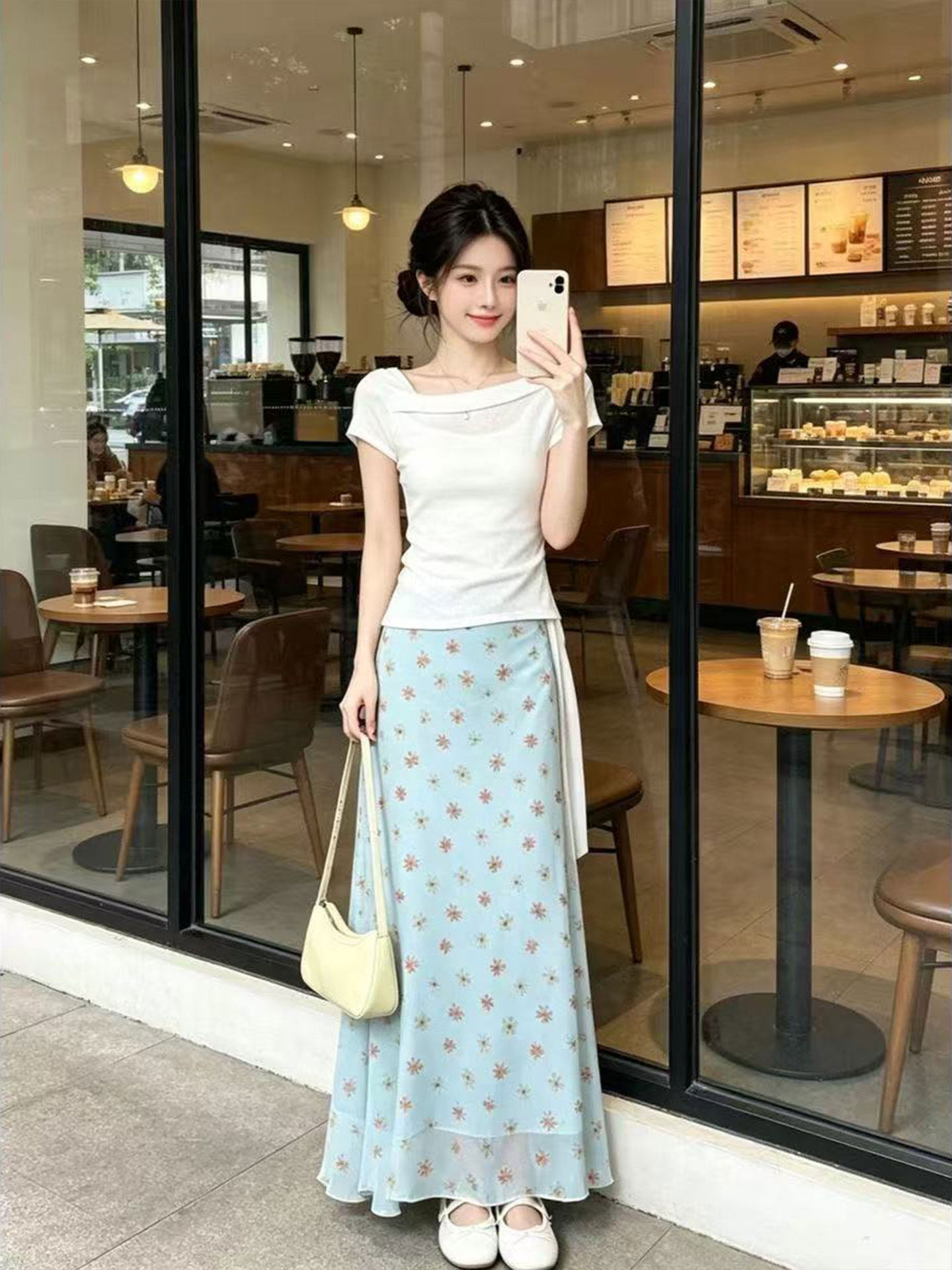 韓国デザインAラインフィッシュテールドレス レディースサマー - Korean Style A Line Shirt Dress のレビューと価格