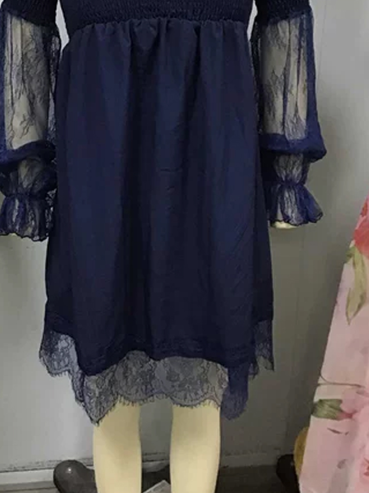 オフショルダーレースミニドレス、スパゲッティストラップ、シア - Off Shoulder Puff Sleeve Sundress のレビューと価格