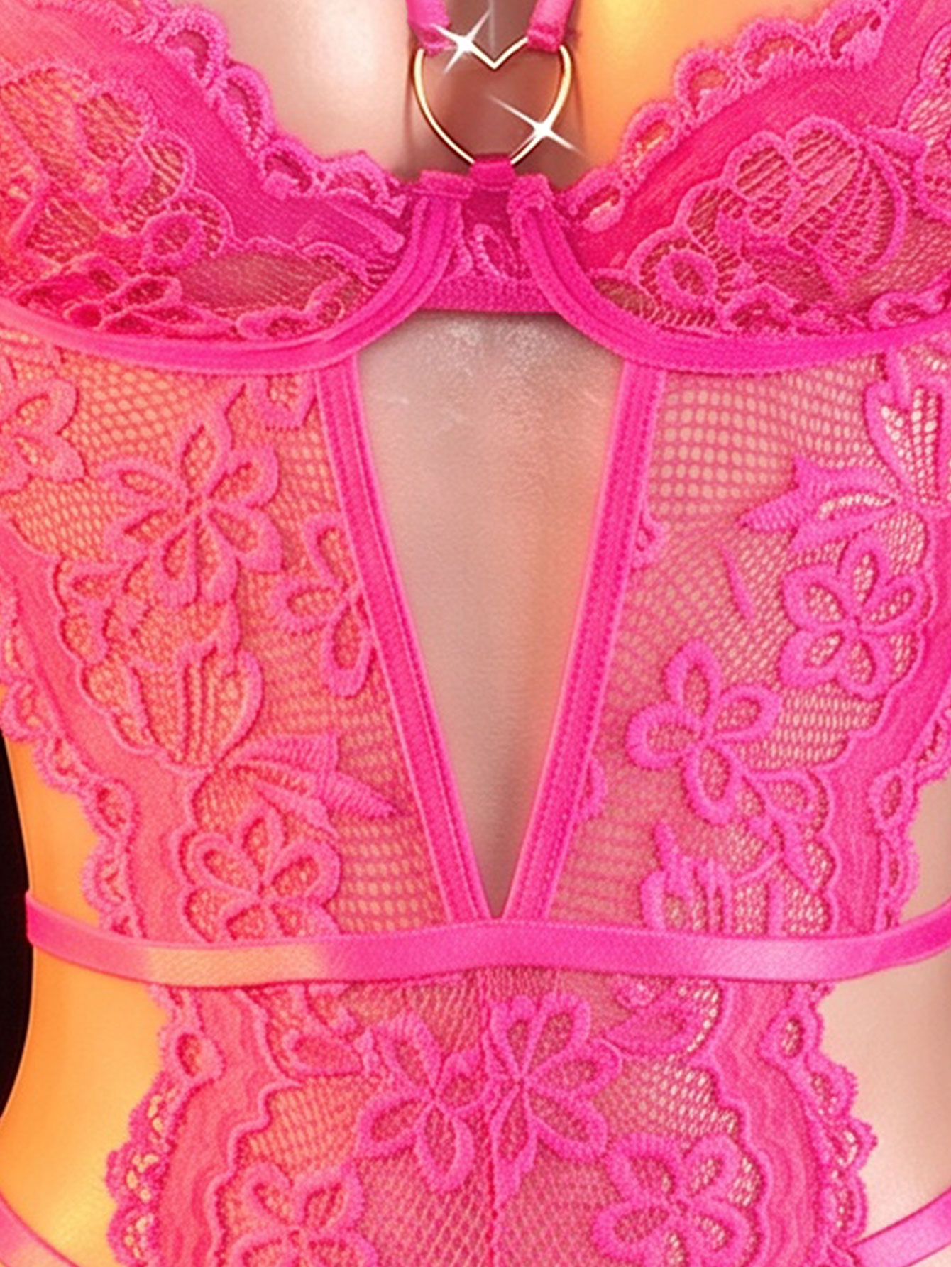 ワンピース型中空透明レースセクシーランジェリーエロティックク - Lingerie のレビューと価格