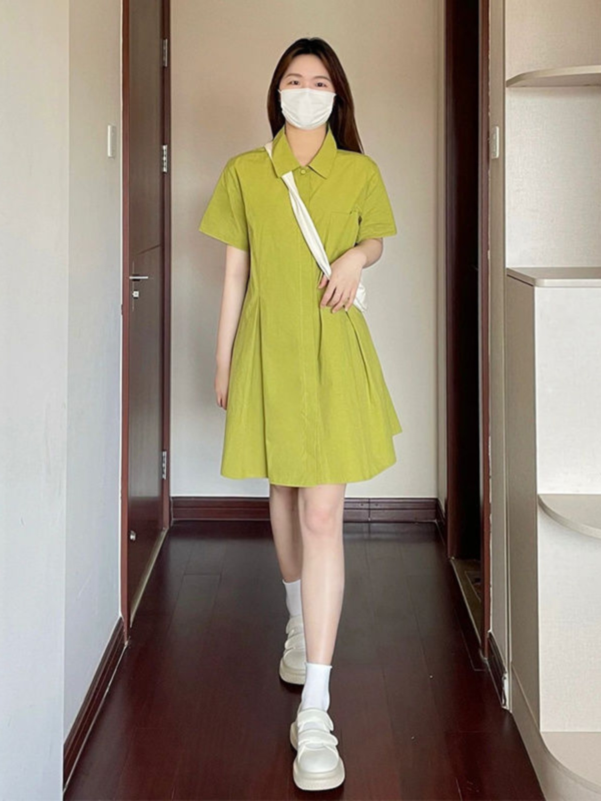 プラスサイズの襟付きドレス女性ルーズシャツスタイル夏カジュア - Korean Style A Line Shirt Dress のレビューと価格