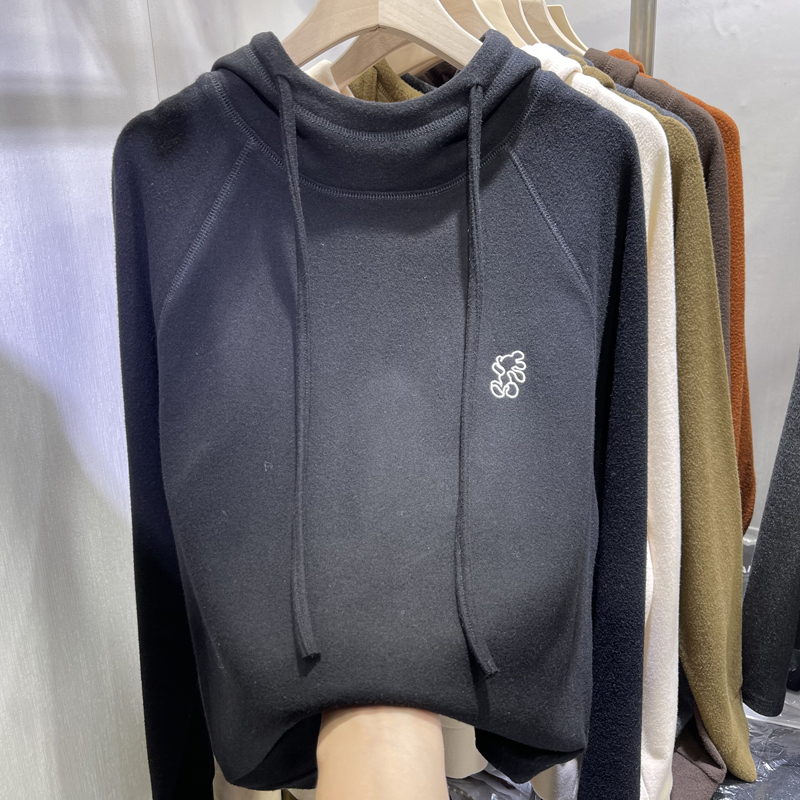 女性用フリース裏地付きパーカースウェットシャツインナーウェア - Korean Style A Line Shirt Dress のレビューと価格