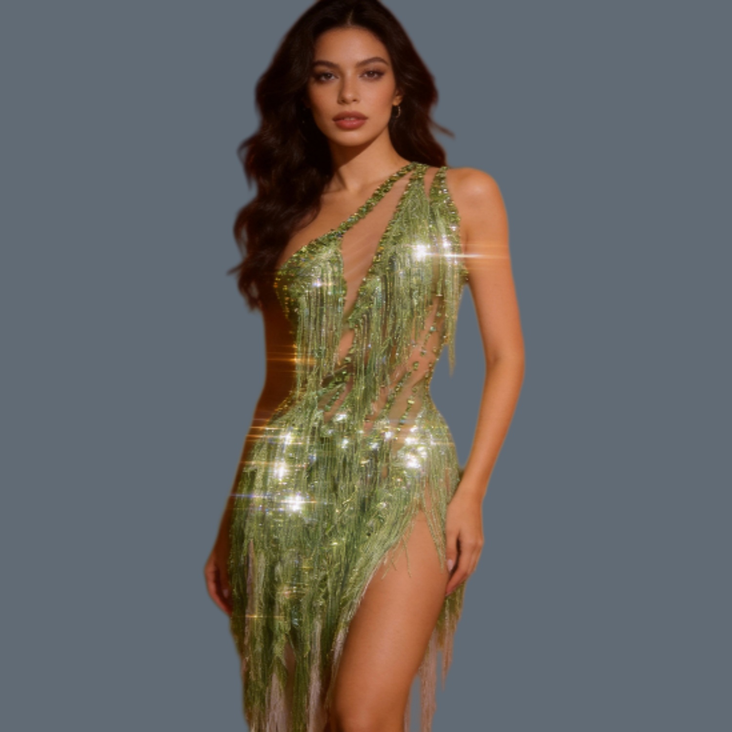 セクシーな女性用キラキラ光るラインストーンラテンダンスミニド - Sparkly Rhinestone Club Party Dress のレビューと価格