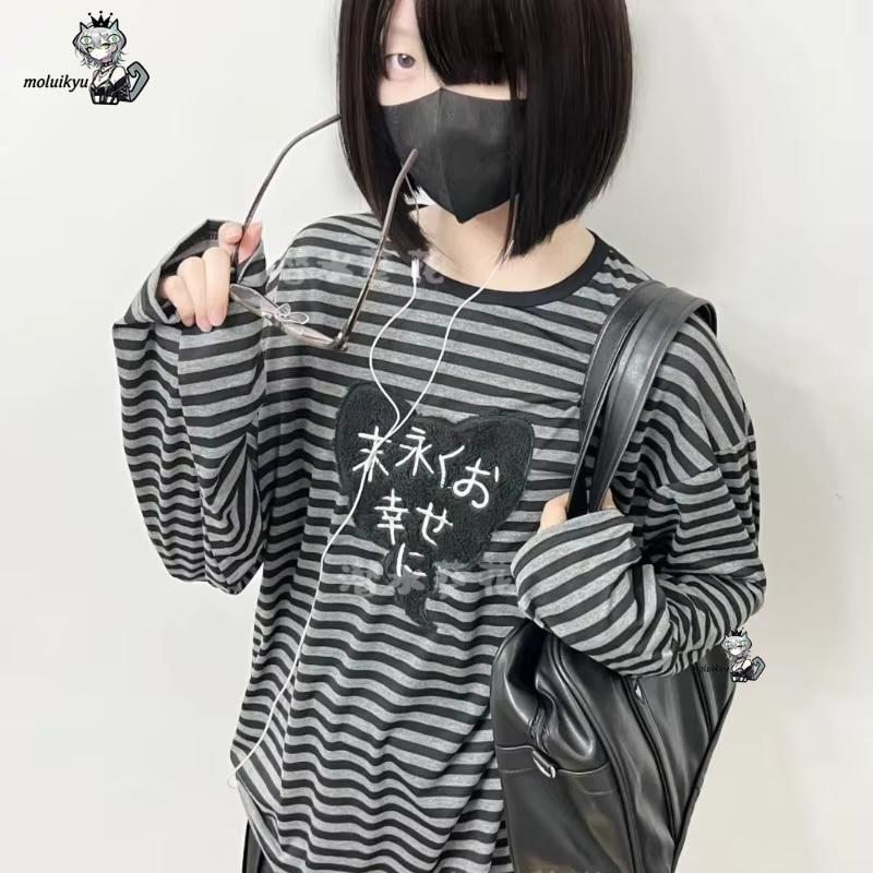 Y2K アメリカンパンクヴィンテージ O ネック長袖シャツオ - Blouses のレビューと価格