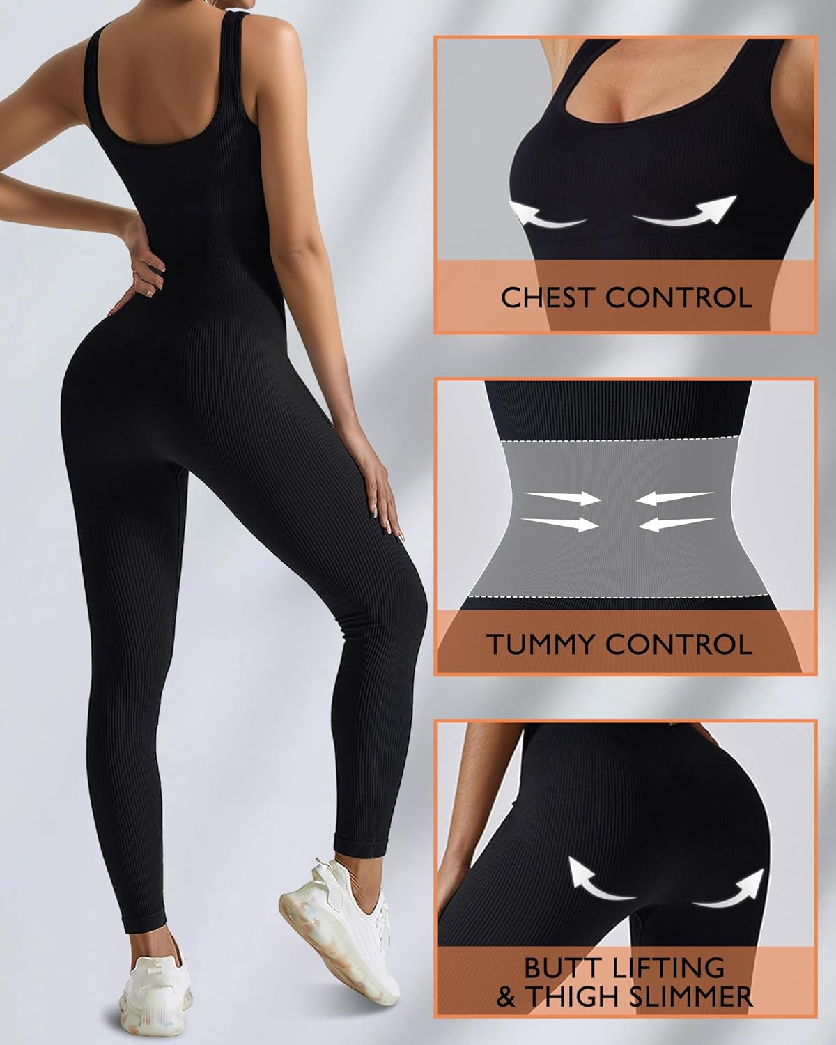 女性用ワークアウトシームレスジャンプスーツ ヨガ リブ編み  - Seamless Ribbed Workout Tank Top のレビューと価格