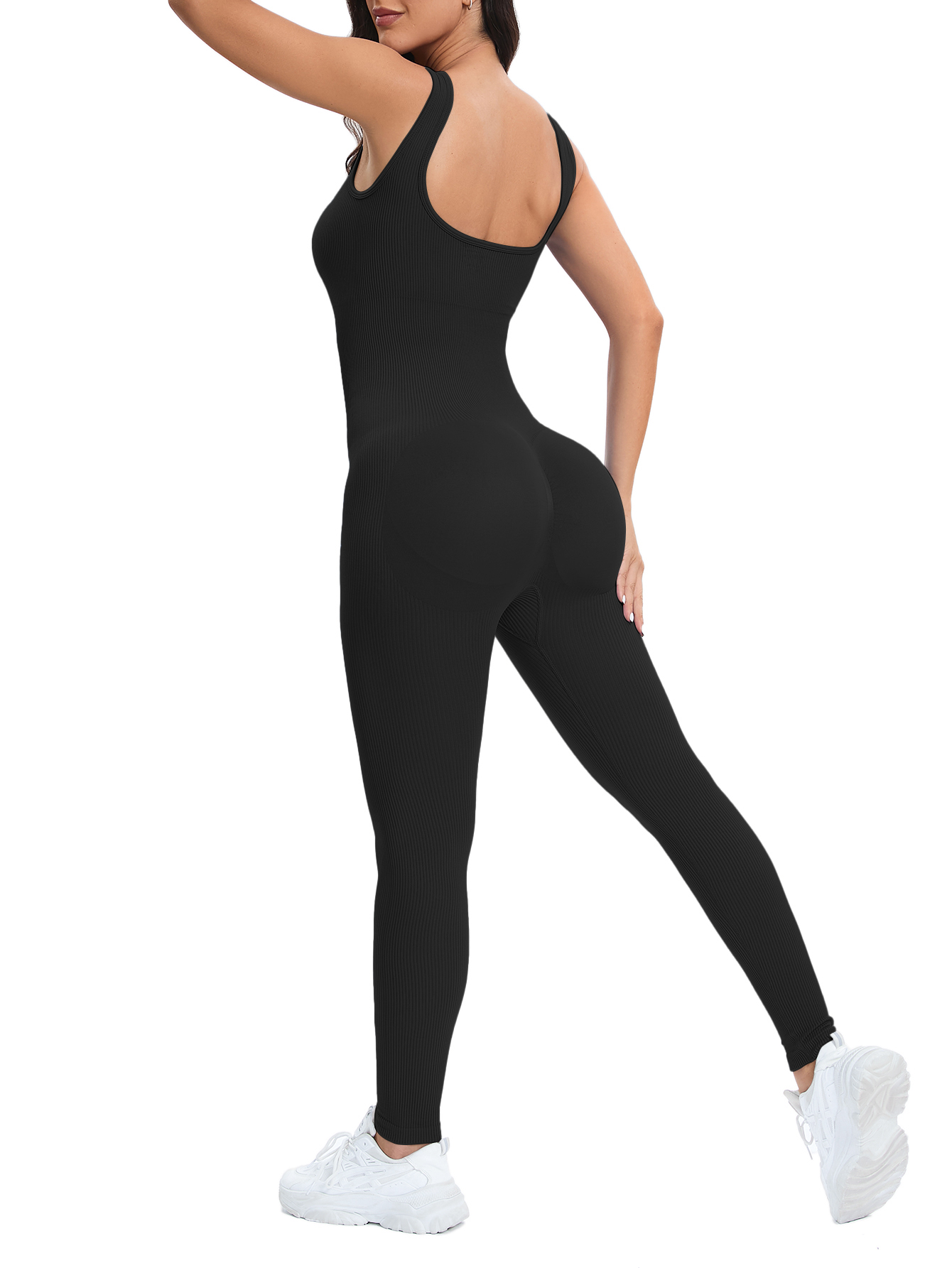 女性用ワークアウトシームレスジャンプスーツ ヨガ リブ編み  - Seamless Ribbed Workout Tank Top のレビューと価格