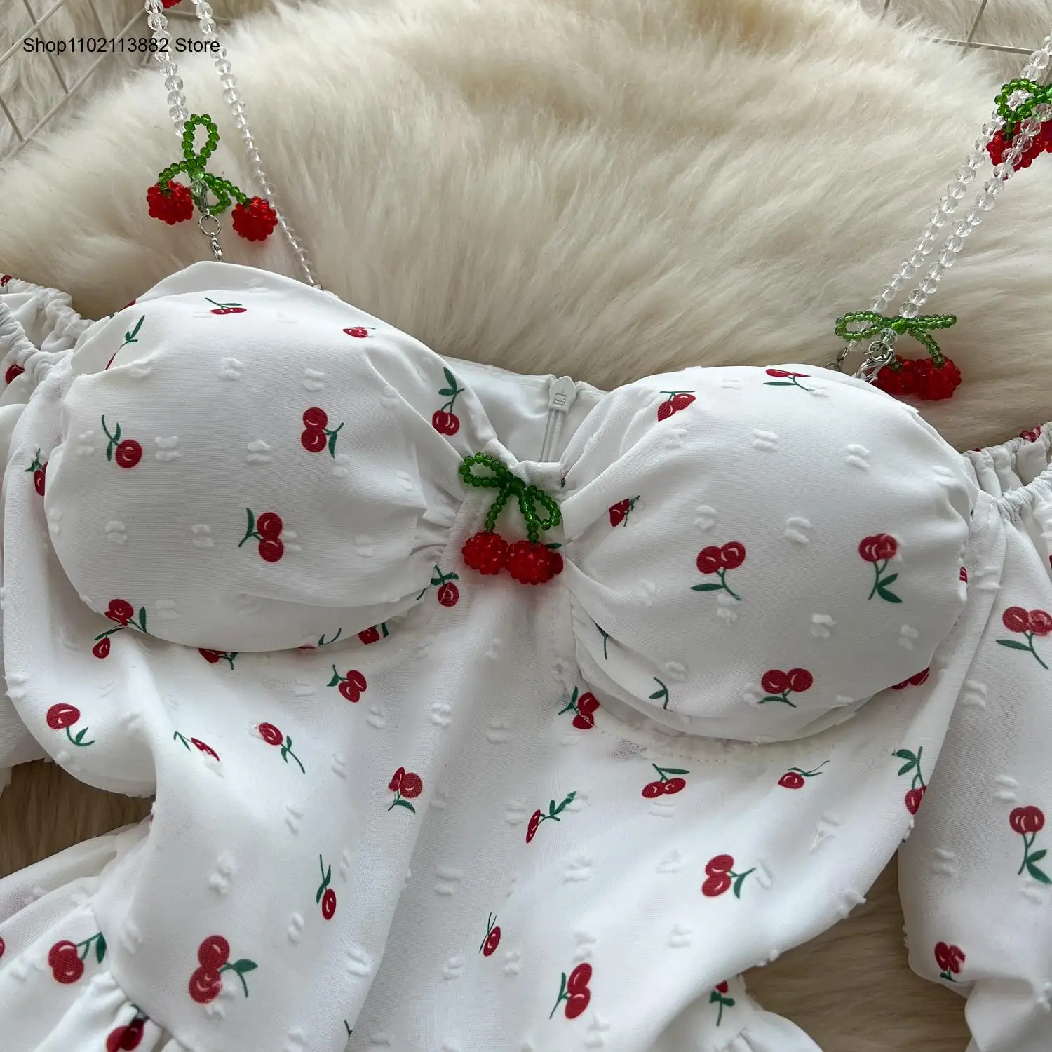 パフスリーブ オフショルダー プリント スイートドレス Aラ - Off Shoulder Puff Sleeve Sundress のレビューと価格