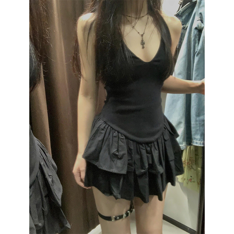 MEXZT Y2K 黒ミニドレスの女性のファッションパーティ - Y2K Backless Halter Mini Dress のレビューと価格