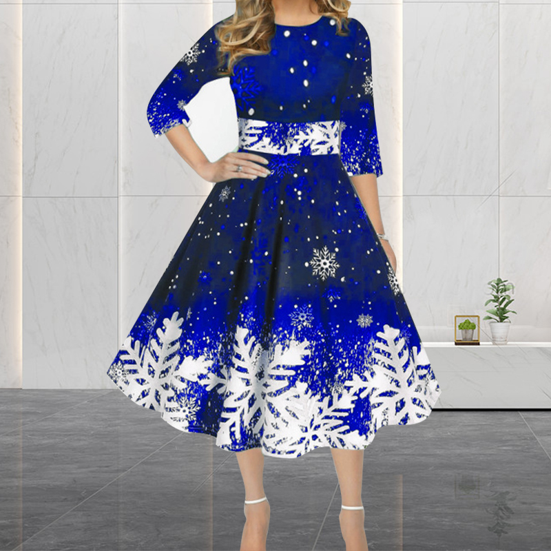 冬のクリスマスドレス女性ヴィンテージローブスイングエレガント - French Vintage Floral Midi Dress のレビューと価格