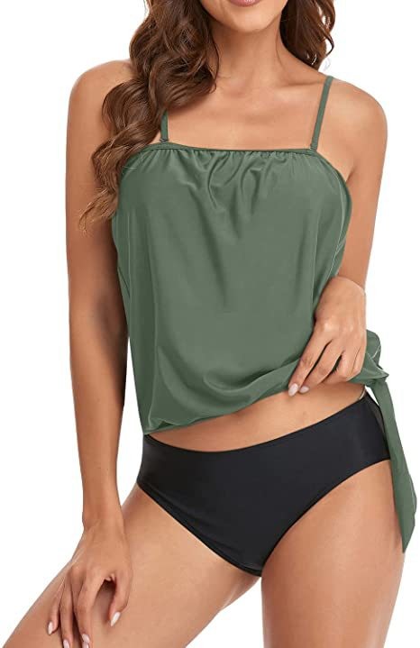 女性用ハイウエストビキニクロップトップ水着おなかコントロール - Tops のレビューと価格