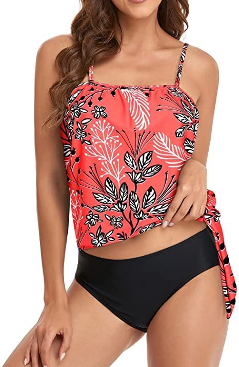 女性用ハイウエストビキニクロップトップ水着おなかコントロール - Tops のレビューと価格