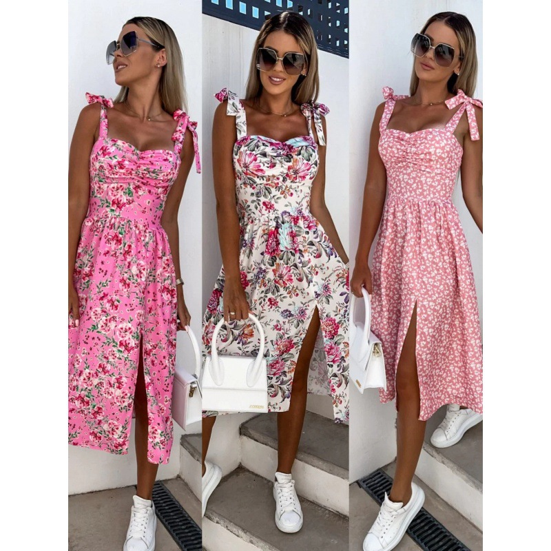 女性のためのセクシーな花柄のストラップレスドレス,サマードレ - French Vintage Floral Midi Dress のレビューと価格