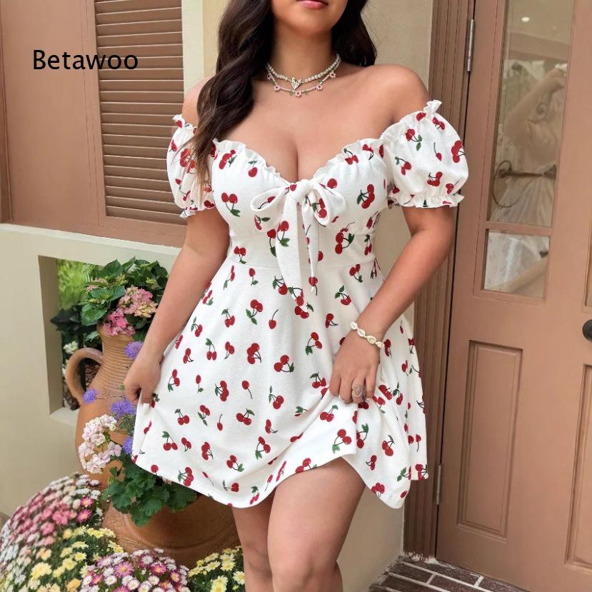 女性用オフショルダーフローラルプリントミニドレス、パフスリー - Off Shoulder Puff Sleeve Sundress のレビューと価格