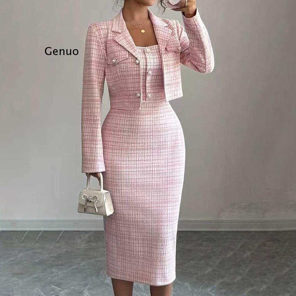 2026年新作 レディース エレガント ツイード ツーピース - Tweed Two Piece Blazer Dress のレビューと価格