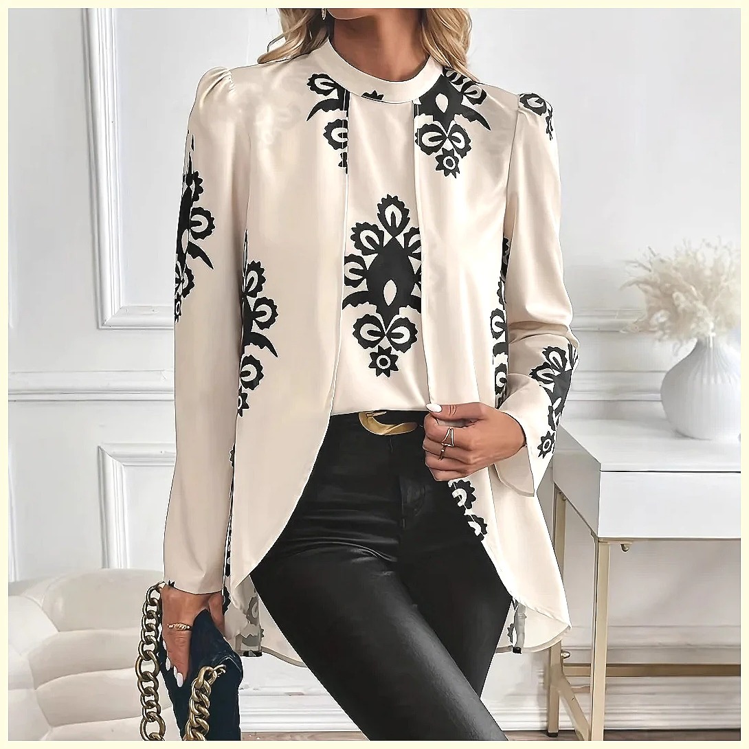 2026年ファッションレディース長袖プリントブラウス、フェイ - Blouses のレビューと価格
