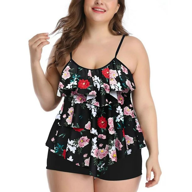 女性水着ビキニプラスサイズビキニ花柄水着スパゲッティストラッ - Swimwear のレビューと価格