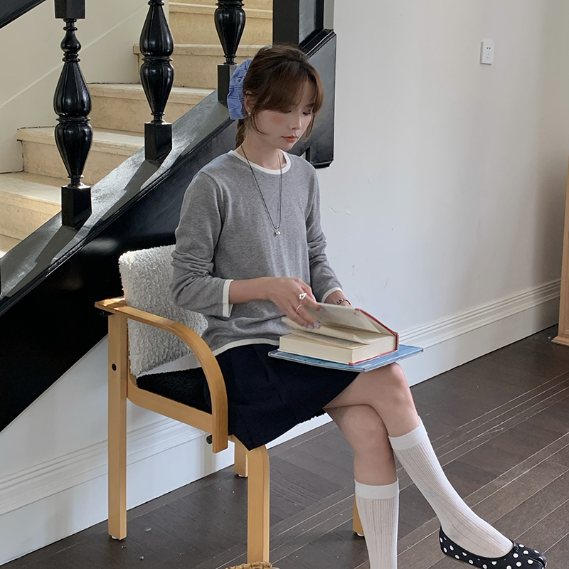 100%コットン製 レディース Oネック カラーブロック 長 - Blouses のレビューと価格