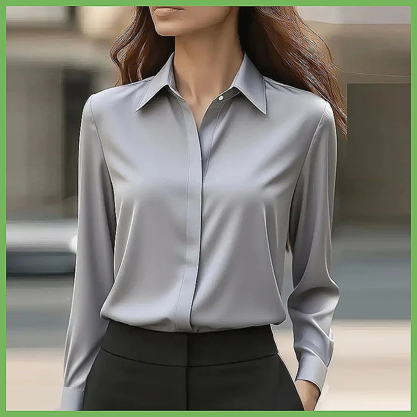 レディースオフィスブラウス、長袖、折り返し襟、フォーマルシャ - Blouses のレビューと価格