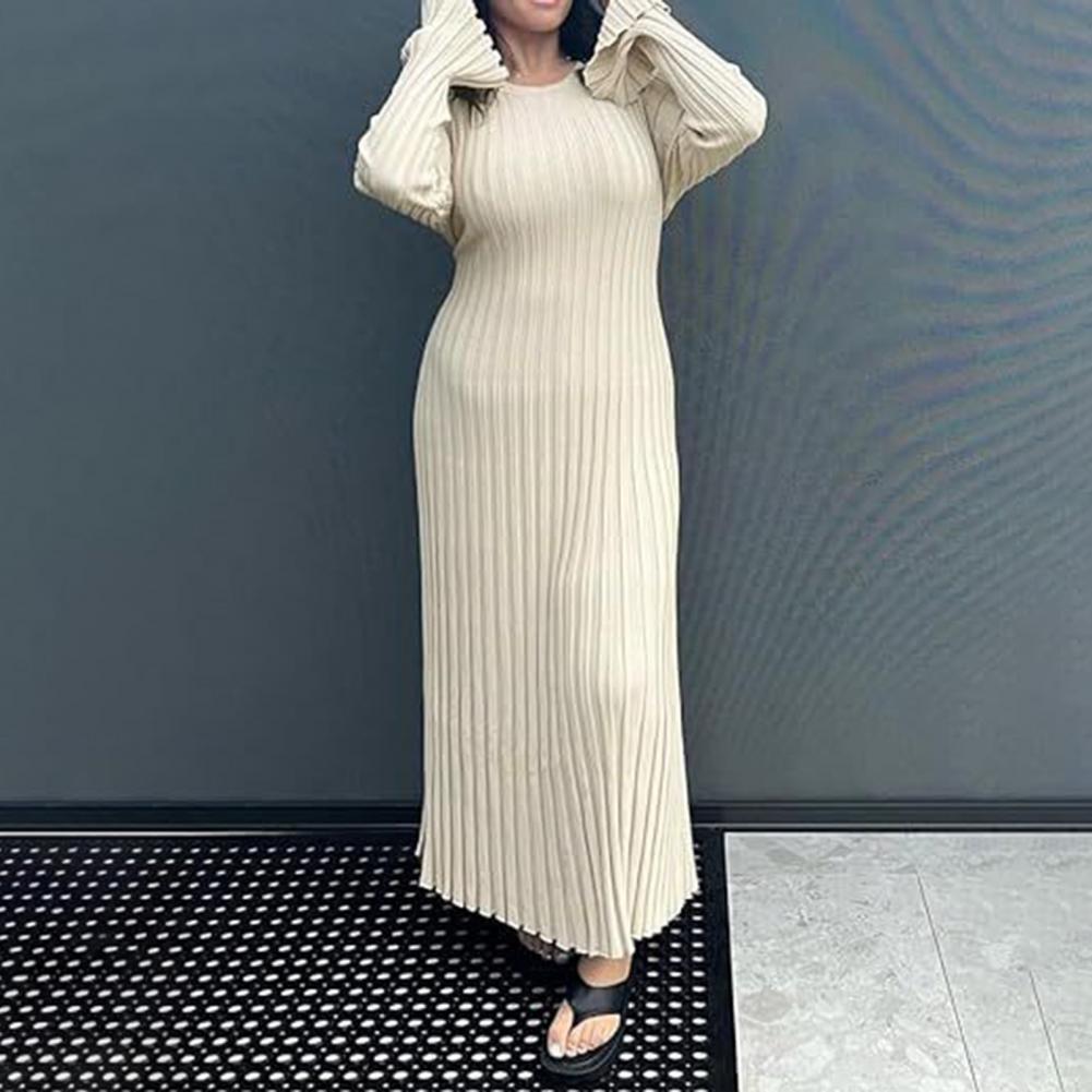 リブニットワンピース レディース 長袖ニットマキシワンピース - Bodycon Long Sleeve Ribbed Dress のレビューと価格