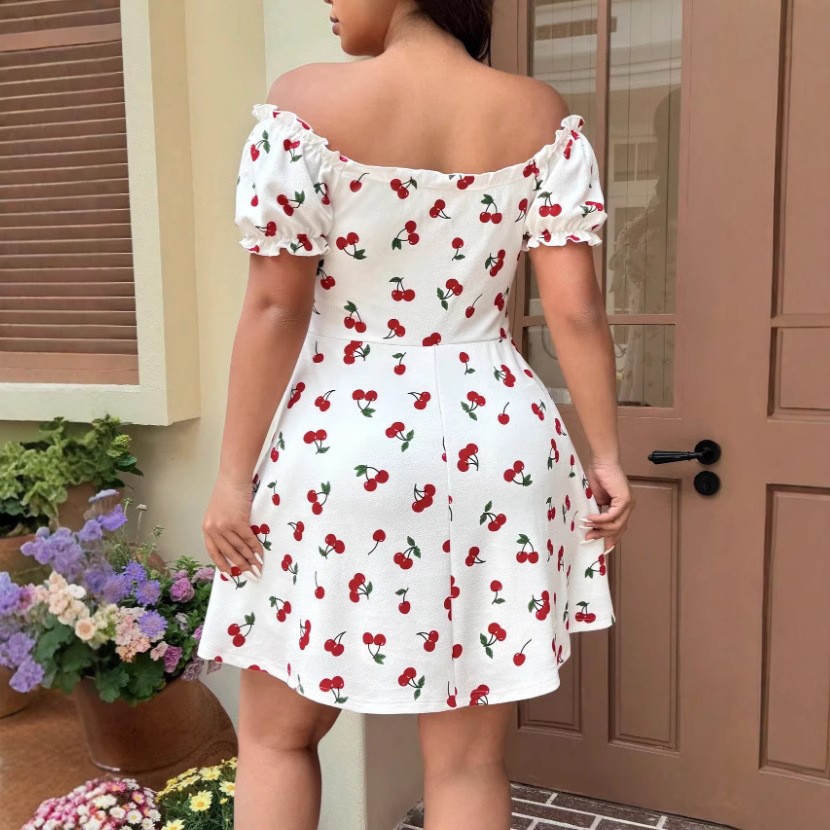夏の女性のドレス花柄オフショルダードレス女性の夏のサンドレス - Off Shoulder Puff Sleeve Sundress のレビューと価格