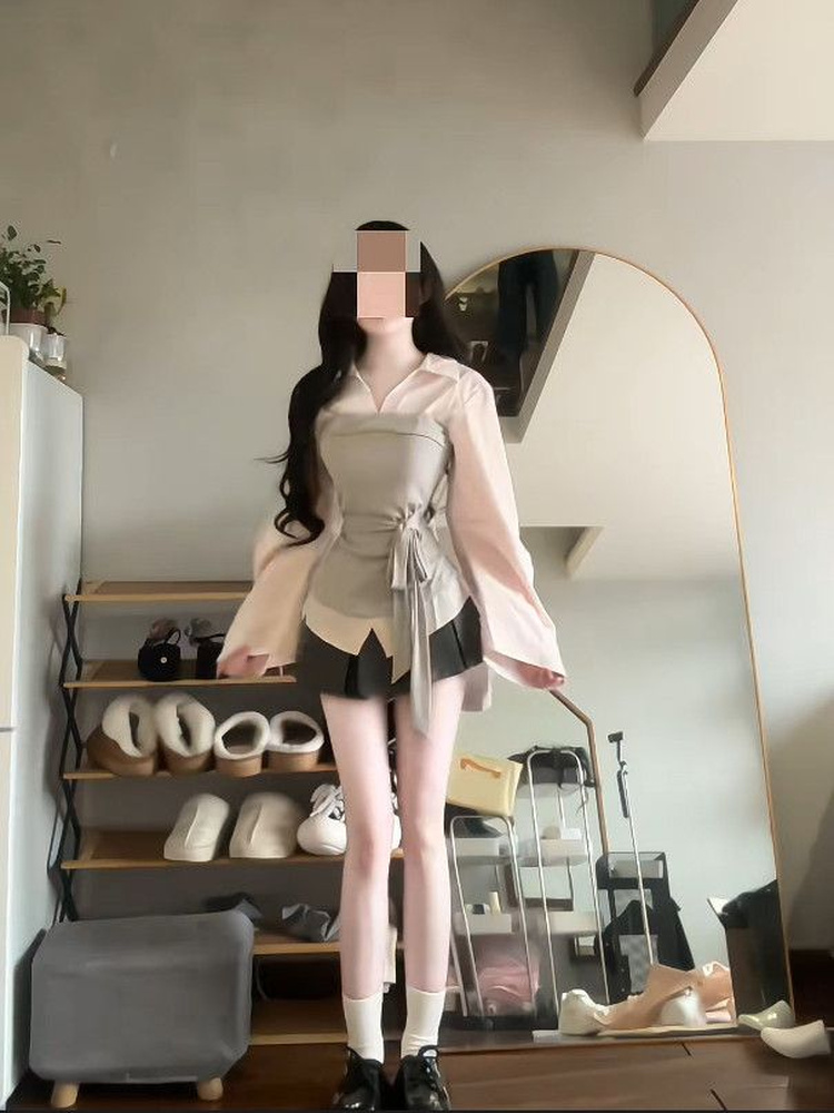 レディースプラスサイズ韓国風パッチワークカラーブロックシャツ - Korean Style A Line Shirt Dress のレビューと価格