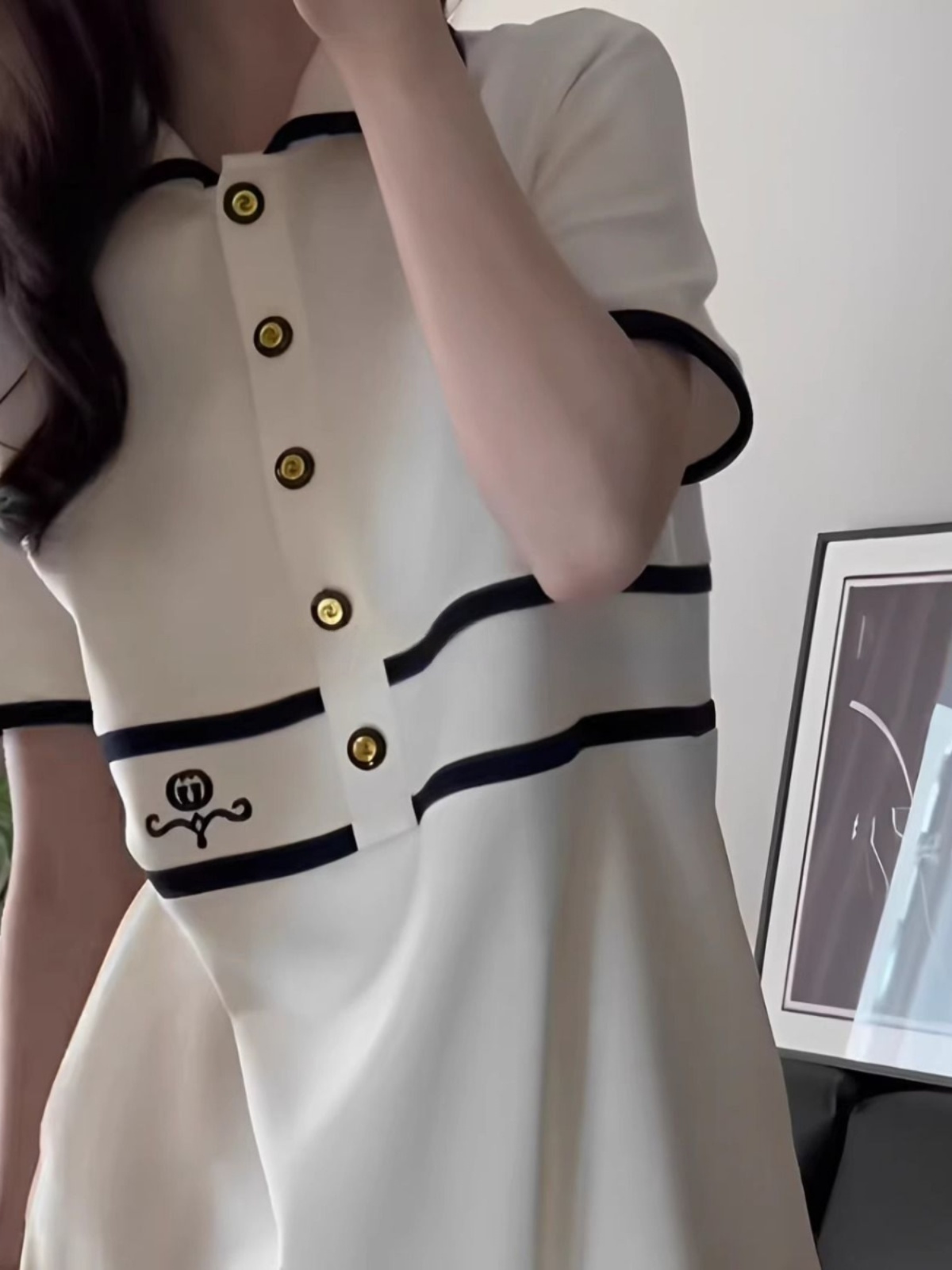 プラスサイズの襟付き半袖ドレス女性のファットMM夏痩身デザイ - Korean Style A Line Shirt Dress のレビューと価格